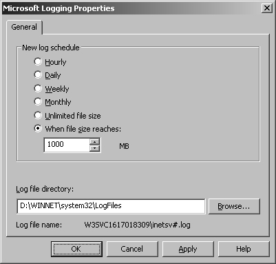 Use the IIS log format when you have additional logging requirements but don’t need to customize settings.