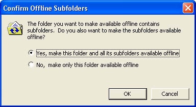 When you make a folder that contains subfolders available offline, you can decide whether to include the subfolders.
