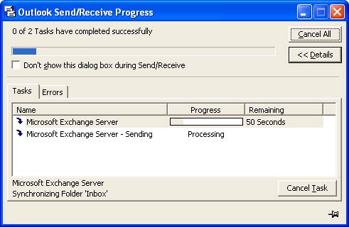 Synchronize the offline folders file with an Exchange mailbox.