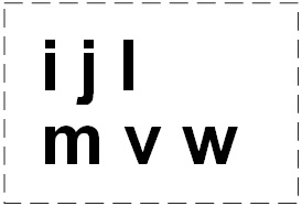 Letters Displayed in Proportional Font