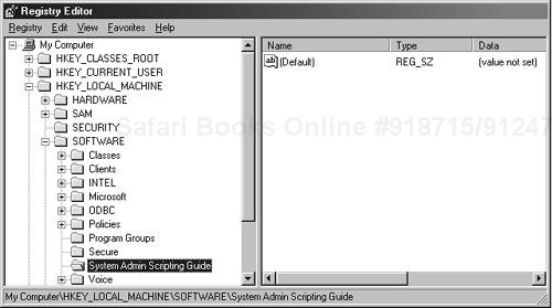 Viewing a Newly Created Subkey Using a Registry Editor