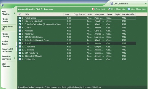 To add files from a CD to Media Library, select them and then choose Copy Music.