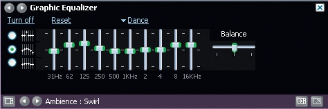 Use the graphic equalizer to enhance audio settings.