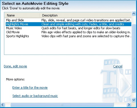 Use AutoMovie when you want to create a movie quickly.