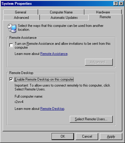 Enabling Remote Desktop