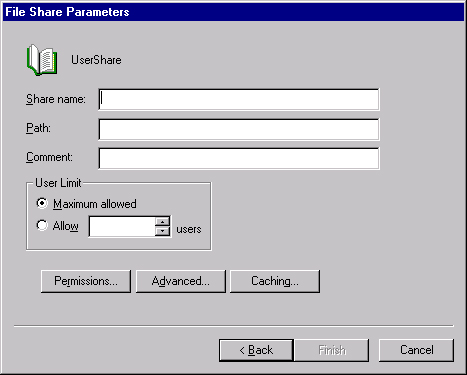 The File Share Parameters page