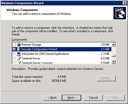 Installing the Security Configuration Wizard