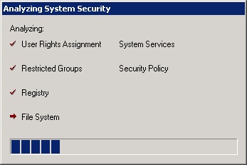 The Analyzing System Security progress window