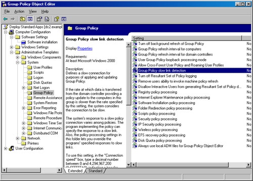 The Group Policy Slow Link Detection policy setting
