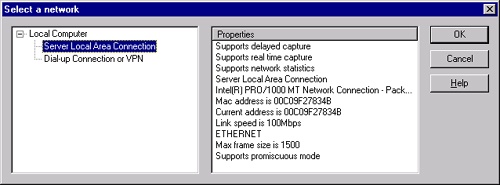 The Select A Network dialog box