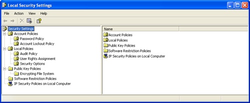 Accessing Local Group Policy using the Local Security Policy tool