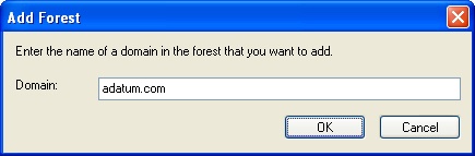 Entering the name of a domain in the forest to which you want to connect