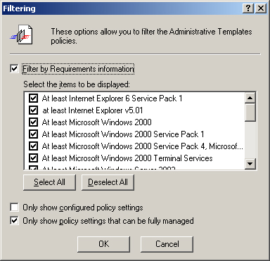 Extended view of the Group Policy Object Editor