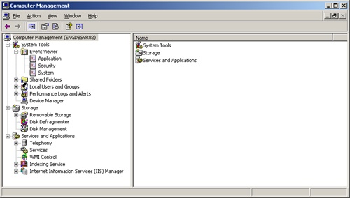 Use the Computer Management console to manage network computers and resources.