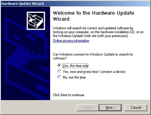If allowed by Group Policy, administrators are prompted to determine whether Windows Update should be searched.