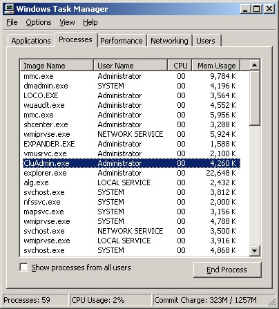 The Processes tab provides detailed information on running processes.