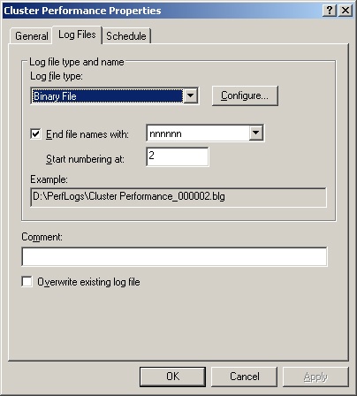 You can use the Log Files tab to configure the log file format and usage.