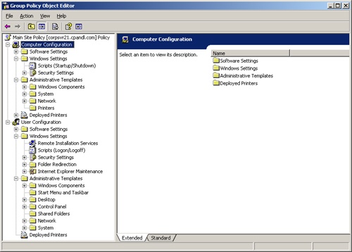 The configuration of the Group Policy Object Editor depends on the type of policy you’re creating and the add-ons installed.
