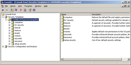 Use the Security Templates snap-in to view and create security templates.