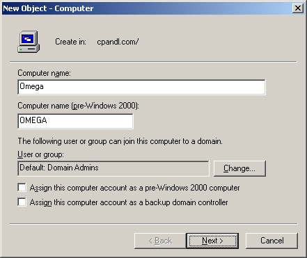 Create new computer accounts using the New Object - Computer wizard.