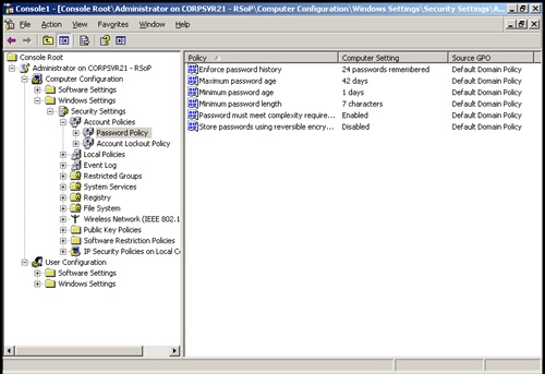 Resultant Set of Policy shows the effective setting as well as the source Group Policy Object.