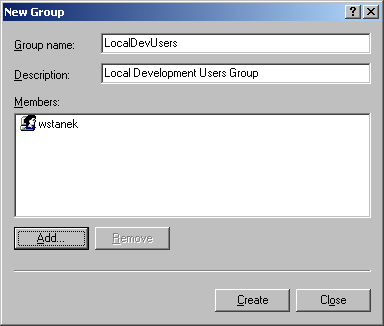 The New Group dialog box allows you to add a new local group to a computer.