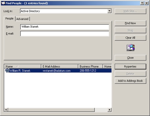 Search for users in Active Directory, and then use the results to create address book entries.