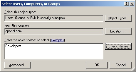 Use the Select Users, Computers, Or Groups dialog box to select users, computers, and groups that should be granted or denied access.