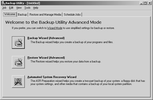 The Windows Backup utility provides a user-friendly interface for backup and restore.