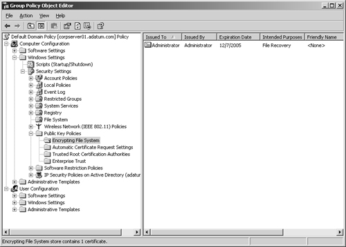 Use the Encrypted Data Recovery Agents node in Group Policy to view, assign, and delete recovery agents.
