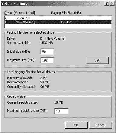 To defragment the paging file, move it to a disksdefragmentingpaging file fragmentation defragmenting diskspaging file fragmentation Disk Defragmenterpaging file fragmentation paging filedisk defragmenting troubleshootingDisk Defragmenterpaging file fragmentationtemporary disk and then restore it to the original disk.