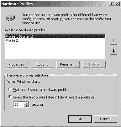 Configure hardware profilesmobile computershardware profiles hardware profilesmobile computers docking stationsmobile computers only when Windows 2000 Professional doesn't automatically configure them.