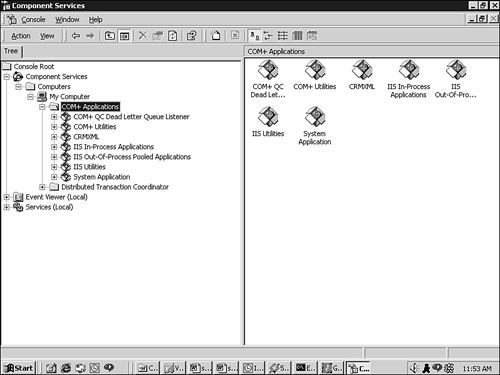 Pre-installed COM+ applications on the system.