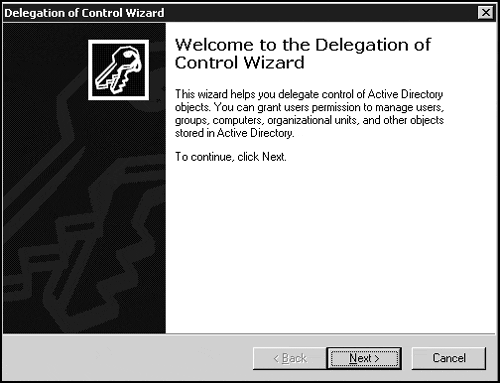 The Delegation of Control Wizard.