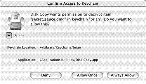 Authorization dialog requesting access to a keychain item.