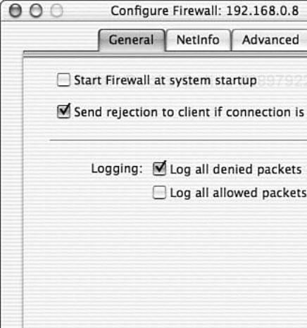 General configuration options for OS X Server firewall.