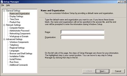 The new consolidated Setup Manager Wizard options screen streamlines the setup process.