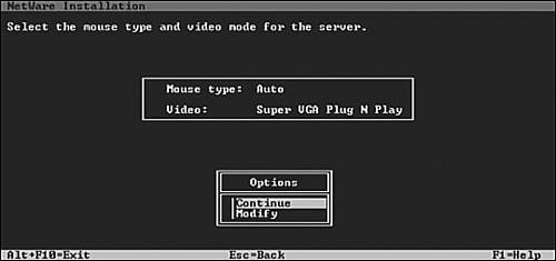 Step 6: Selecting mouse type and video mode.