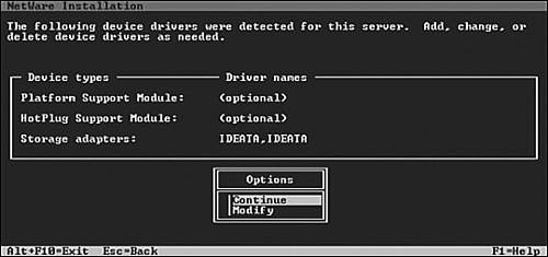 Step 7: Selecting platform support, PCI HotPlug, and storage adapter drivers.