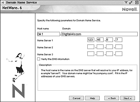 Step 14: Configuring DNS information.