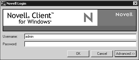 Novell Login window.