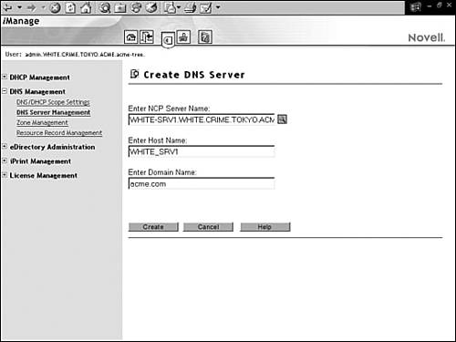 Creating a DNS server using iManager.