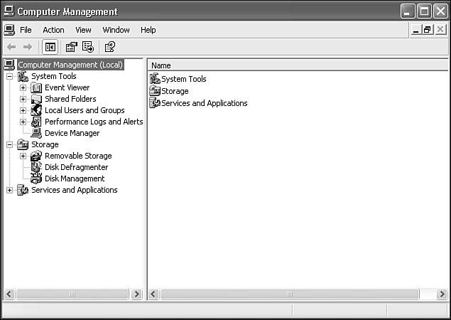 Windows XP Professional's Computer Management tool offers many different system services under one roof and accepts plug-in modules.