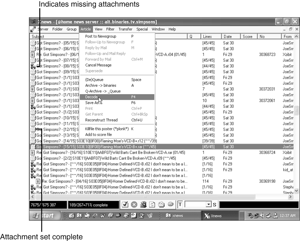 Xnews makes downloading, combining, and decoding multi-part news messages far less laborious than OE does.