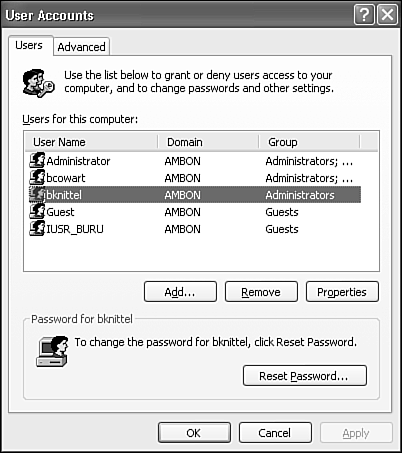 Local User Management control panel applet for domain member computers.
