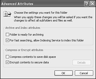 Setting encryption for a specific folder.