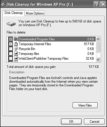 Report of a disk cleanup analysis.