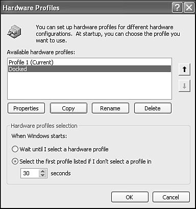 User Profiles on a system with two profiles available.