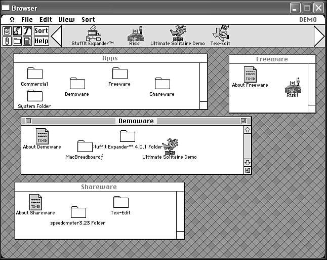 Executor runs many Mac programs on the PC under Windows 9x, NT, 2000, and XP.