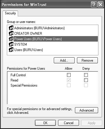 Registry Key Permissions control which users or groups are allowed to see or modify the Registry key and its values.